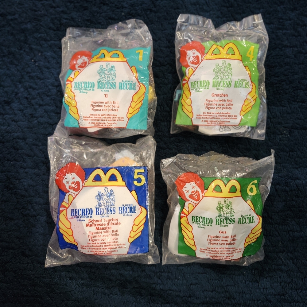 vintage 1998 McDonald's Happy Meal toys from the Disney Recess series